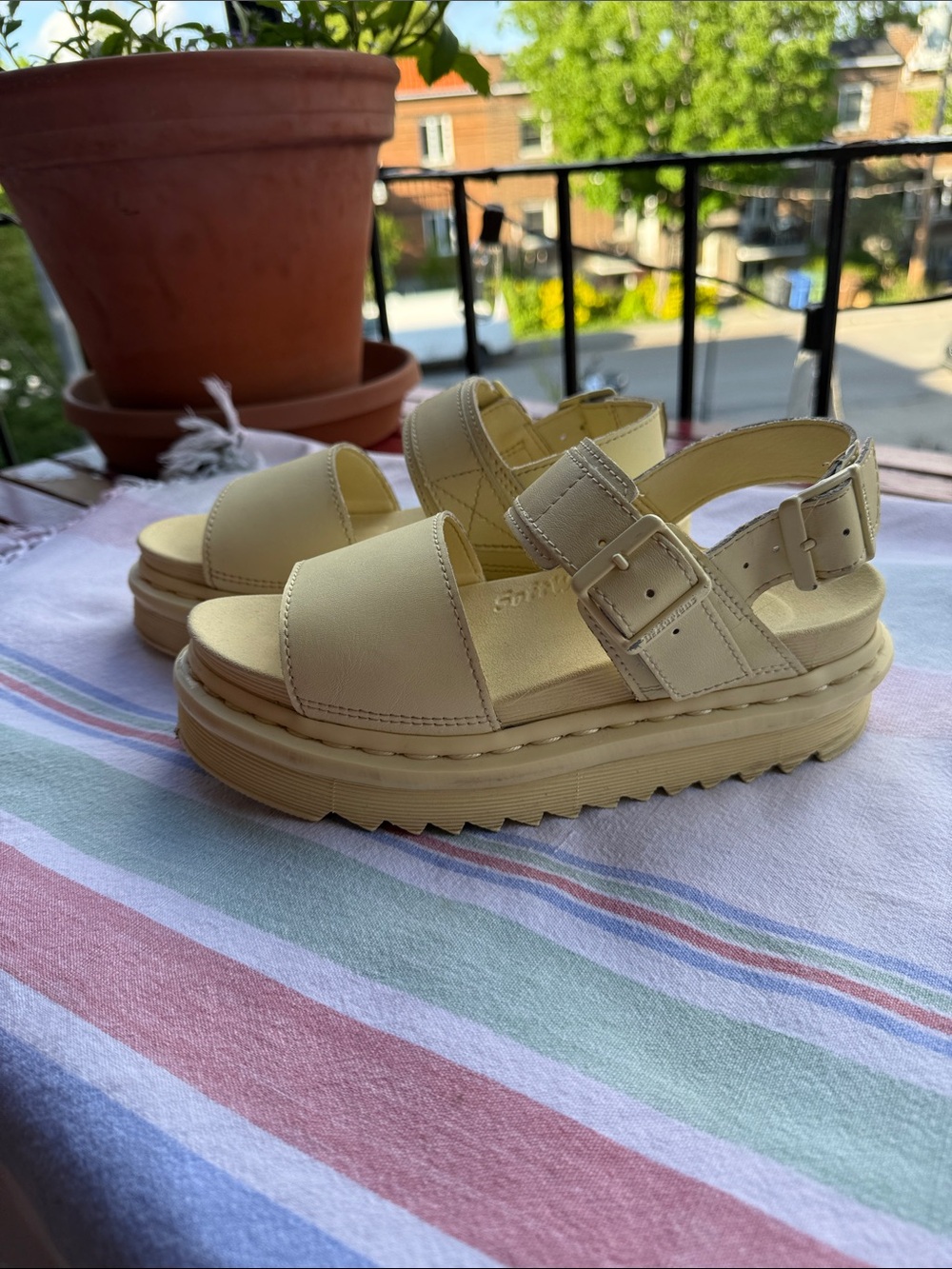 Dr. Martens Pale Yellow Platform Slingback Sandals